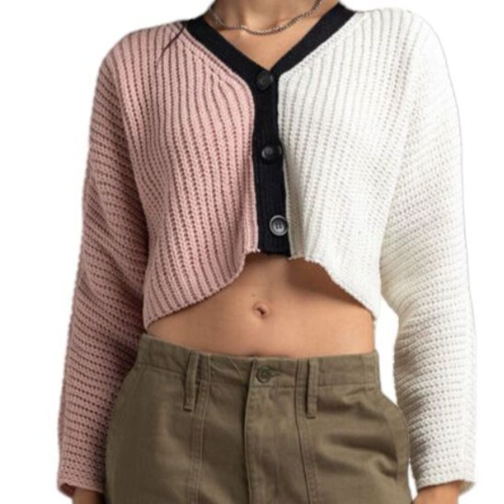 MADE WITH LOVE by FCT women medium super soft chunky knit crop cardigan sweater